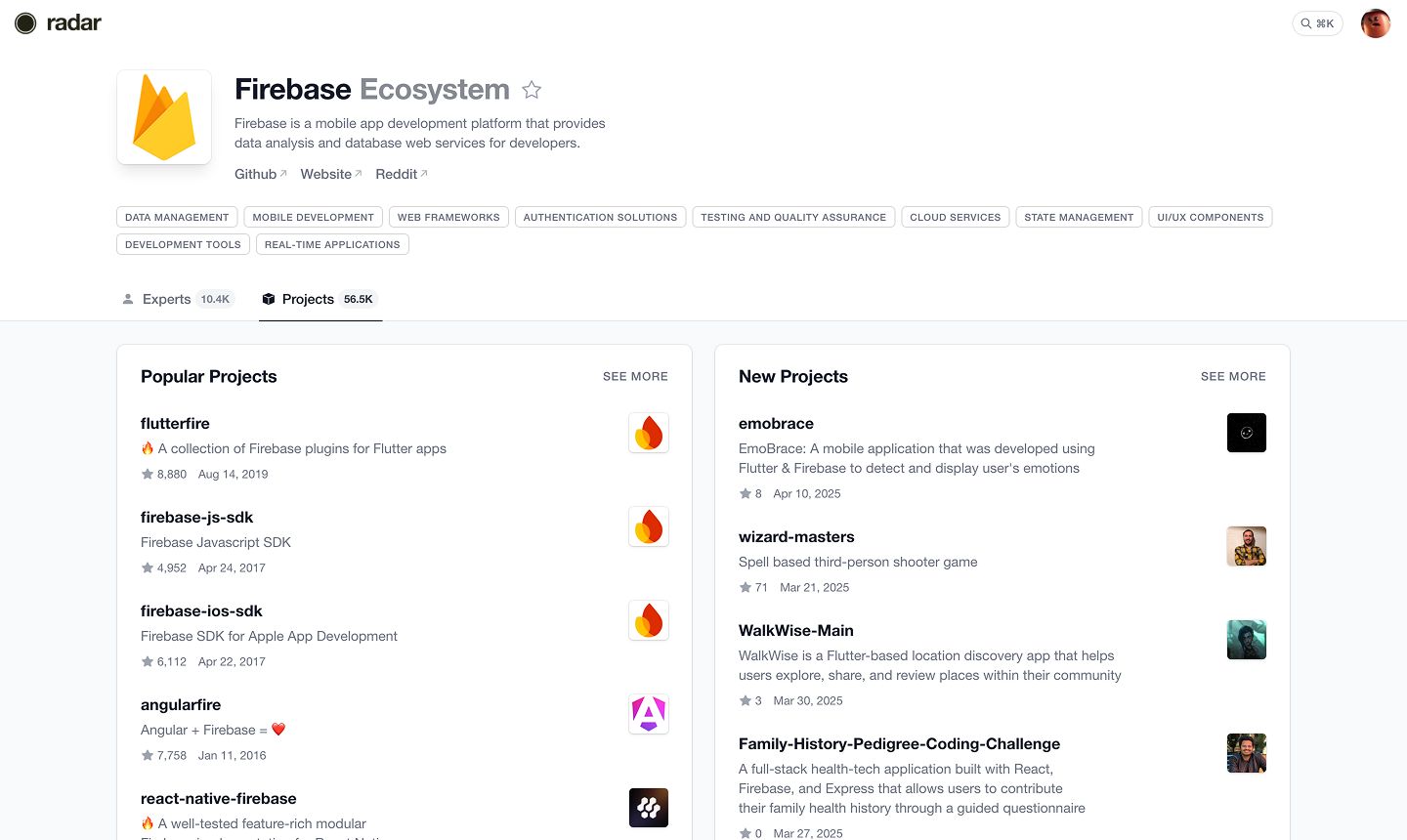 Firebase ecosystem page